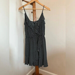 Express Small Wrap Style Black & White Polka Dot Sleeveless Dress